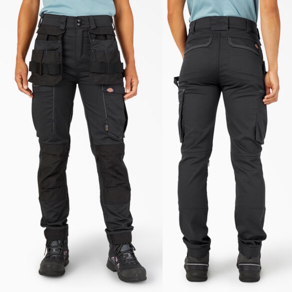 NWT Dickies Women's FLEX Relaxed Fit Work Pants in Black - Size 12 Reg
